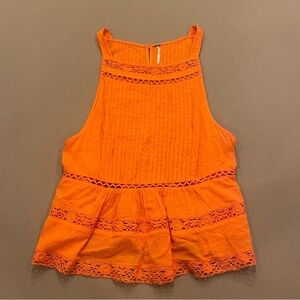 Free People Orange Crochet Tank Size Medium